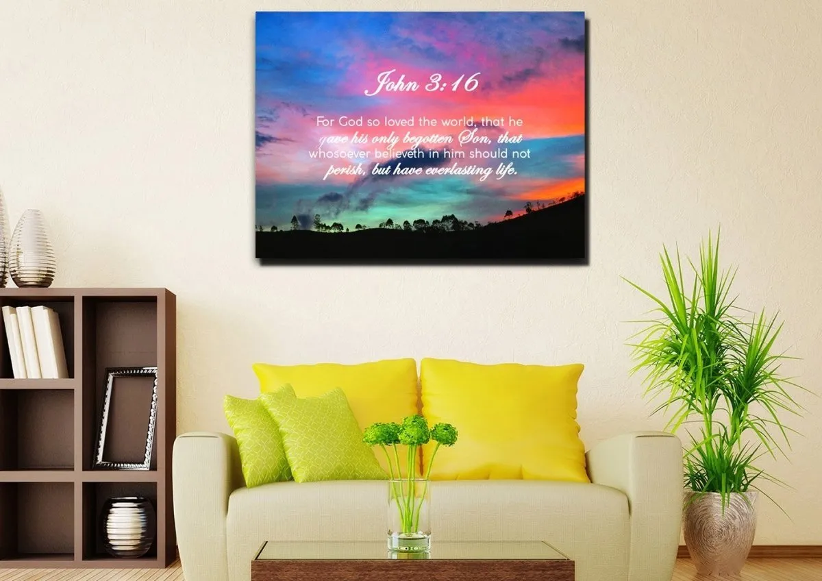 John 316 Kjv #19 Bible Verse Canvas Wall Art - Christian Canvas Wall Art