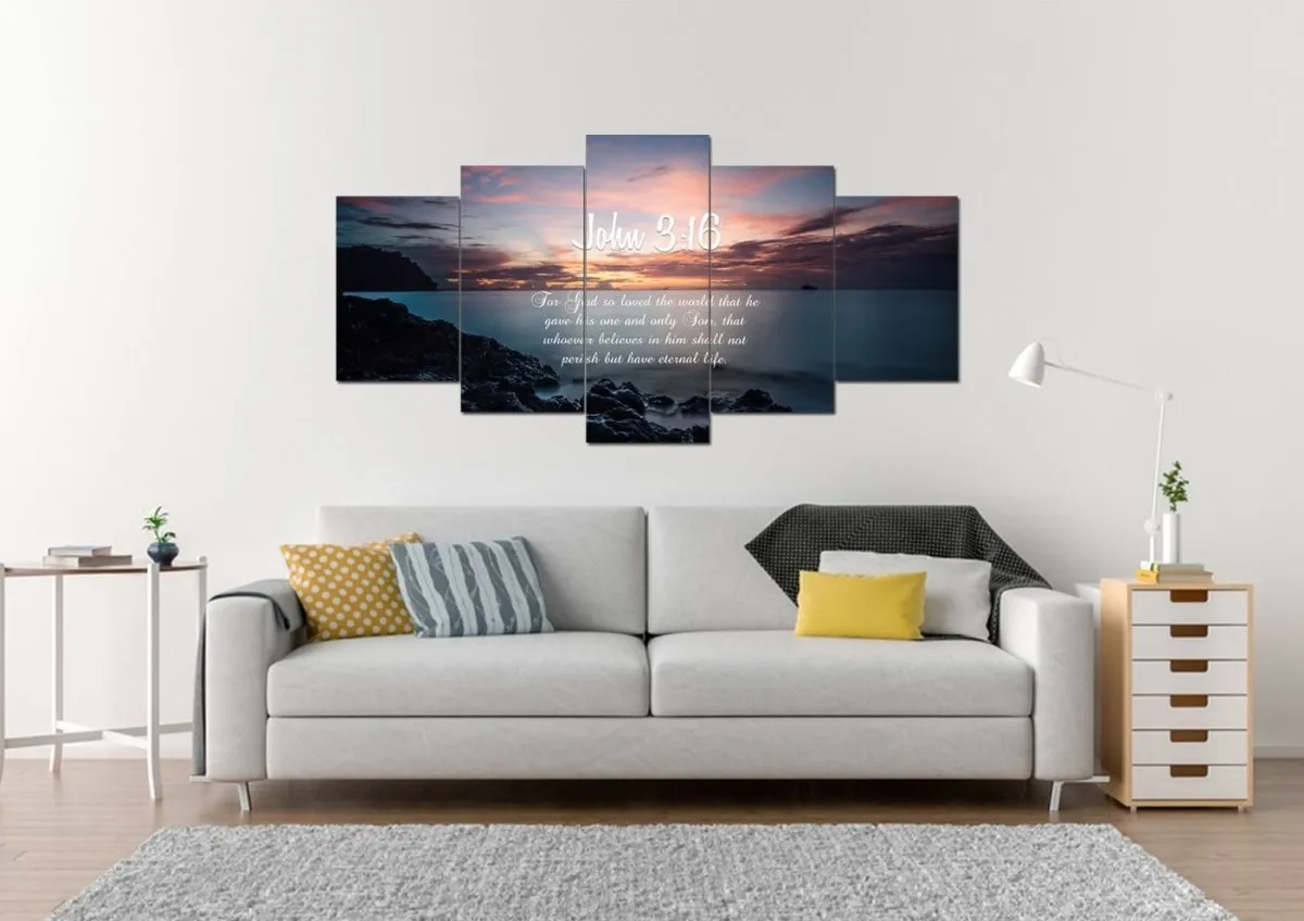 John 316 Niv #18 Bible Verse Canvas Wall Art - Christian Canvas Wall Art