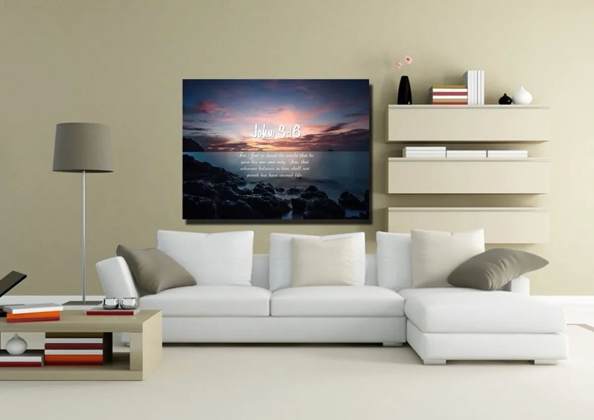John 316 Niv #18 Bible Verse Canvas Wall Art - Christian Canvas Wall Art