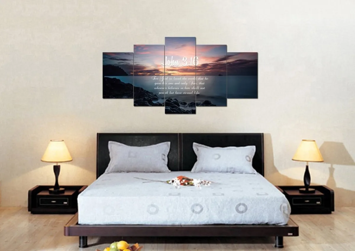 John 316 Niv #18 Bible Verse Canvas Wall Art - Christian Canvas Wall Art