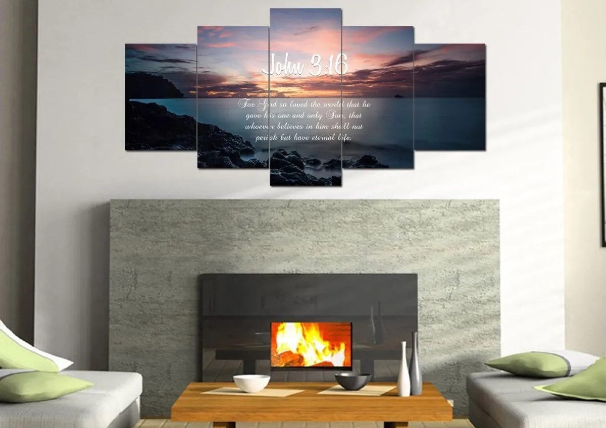John 316 Niv #18 Bible Verse Canvas Wall Art - Christian Canvas Wall Art