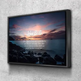 John 316 Niv #18 Bible Verse Canvas Wall Art - Christian Canvas Wall Art