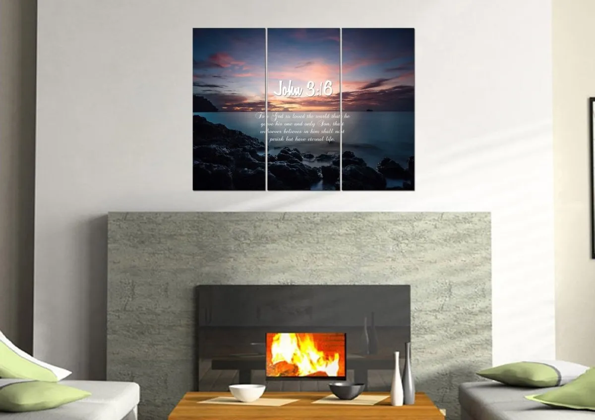 John 316 Niv #18 Bible Verse Canvas Wall Art - Christian Canvas Wall Art