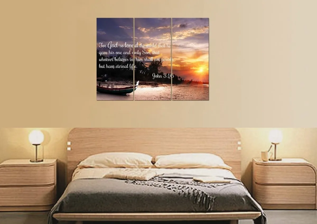 John 316 Niv #2 Bible Verse Canvas Wall Art - Christian Canvas Wall Art