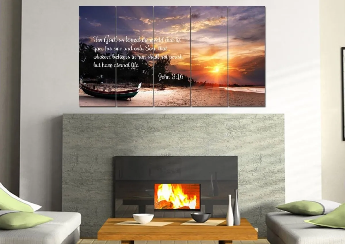 John 316 Niv #2 Bible Verse Canvas Wall Art - Christian Canvas Wall Art
