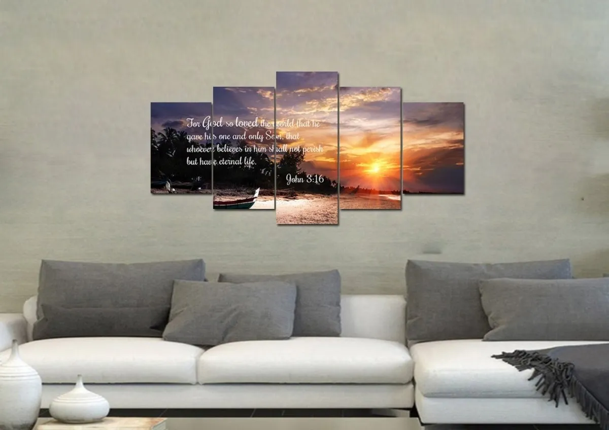 John 316 Niv #2 Bible Verse Canvas Wall Art - Christian Canvas Wall Art