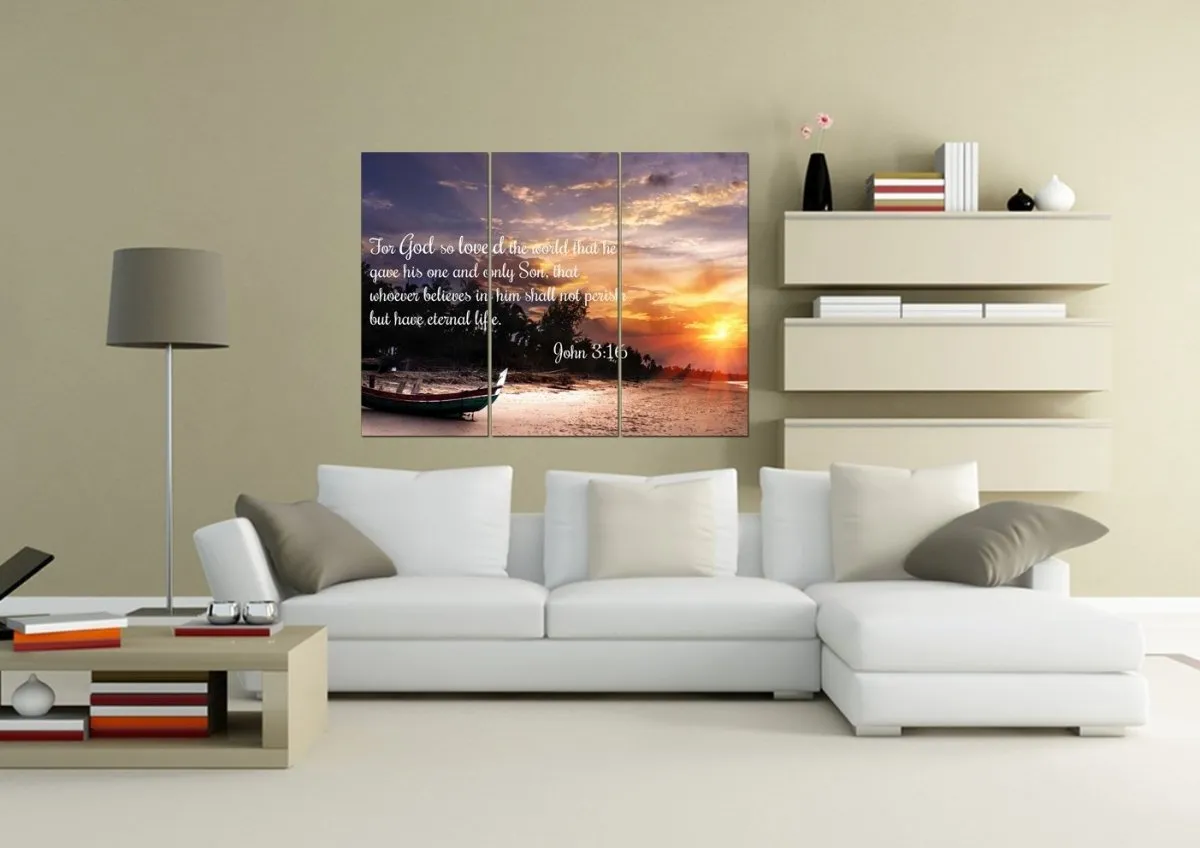 John 316 Niv #2 Bible Verse Canvas Wall Art - Christian Canvas Wall Art