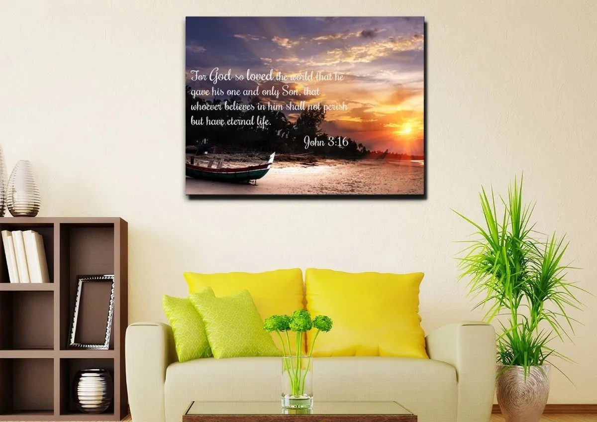 John 316 Niv #2 Bible Verse Canvas Wall Art - Christian Canvas Wall Art