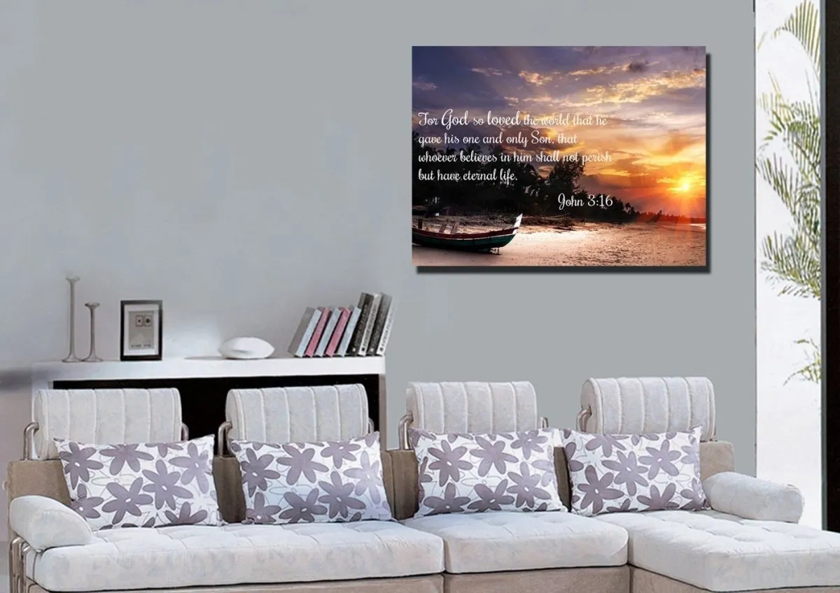 John 316 Niv #2 Bible Verse Canvas Wall Art - Christian Canvas Wall Art