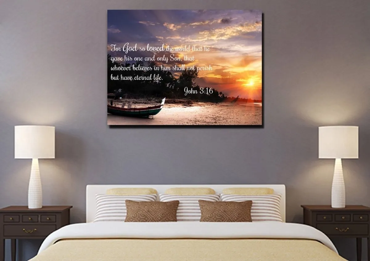 John 316 Niv #2 Bible Verse Canvas Wall Art - Christian Canvas Wall Art