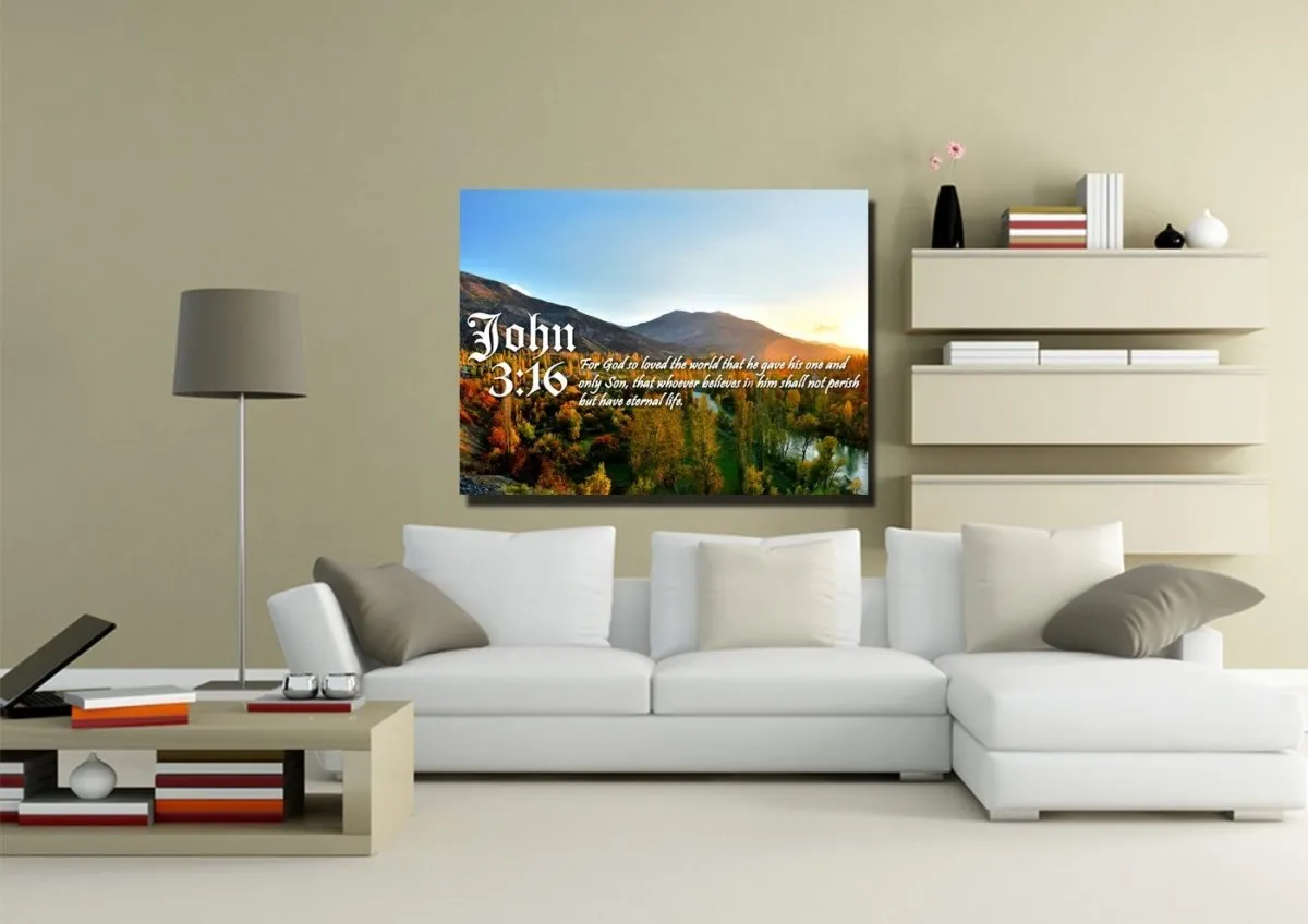 John 316 Niv #26 Bible Verse Canvas Wall Art - Christian Canvas Wall Art
