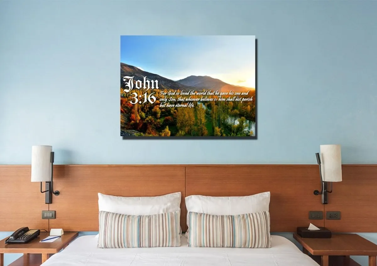 John 316 Niv #26 Bible Verse Canvas Wall Art - Christian Canvas Wall Art