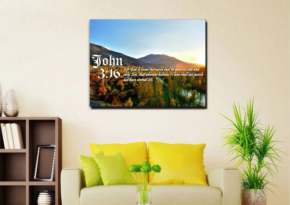 John 316 Niv #26 Bible Verse Canvas Wall Art - Christian Canvas Wall Art