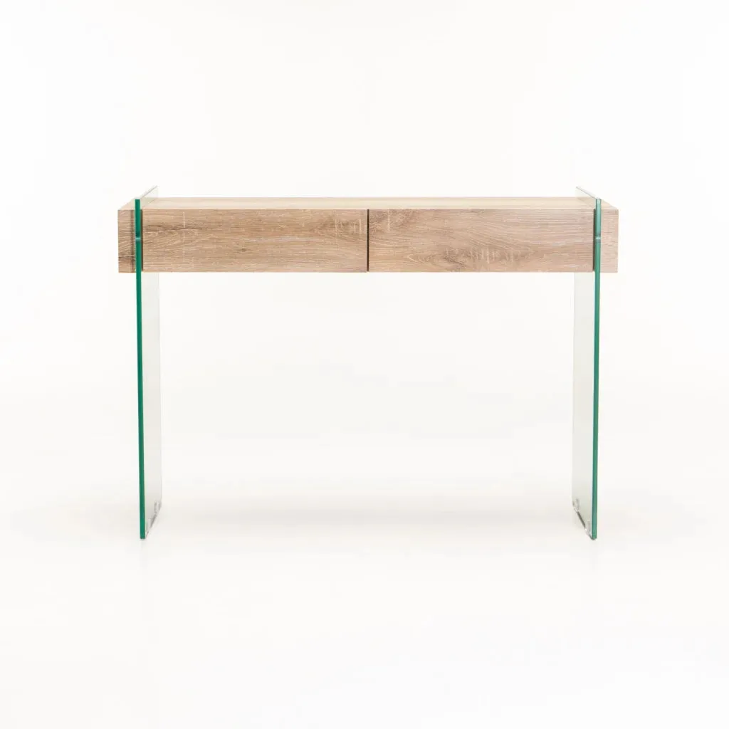 JULEP 110x40cm 12MM TEMPERED GLASS CONSOLE WITH DRAWERS