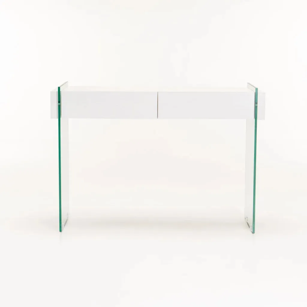 JULEP 110x40cm 12MM TEMPERED GLASS CONSOLE WITH DRAWERS
