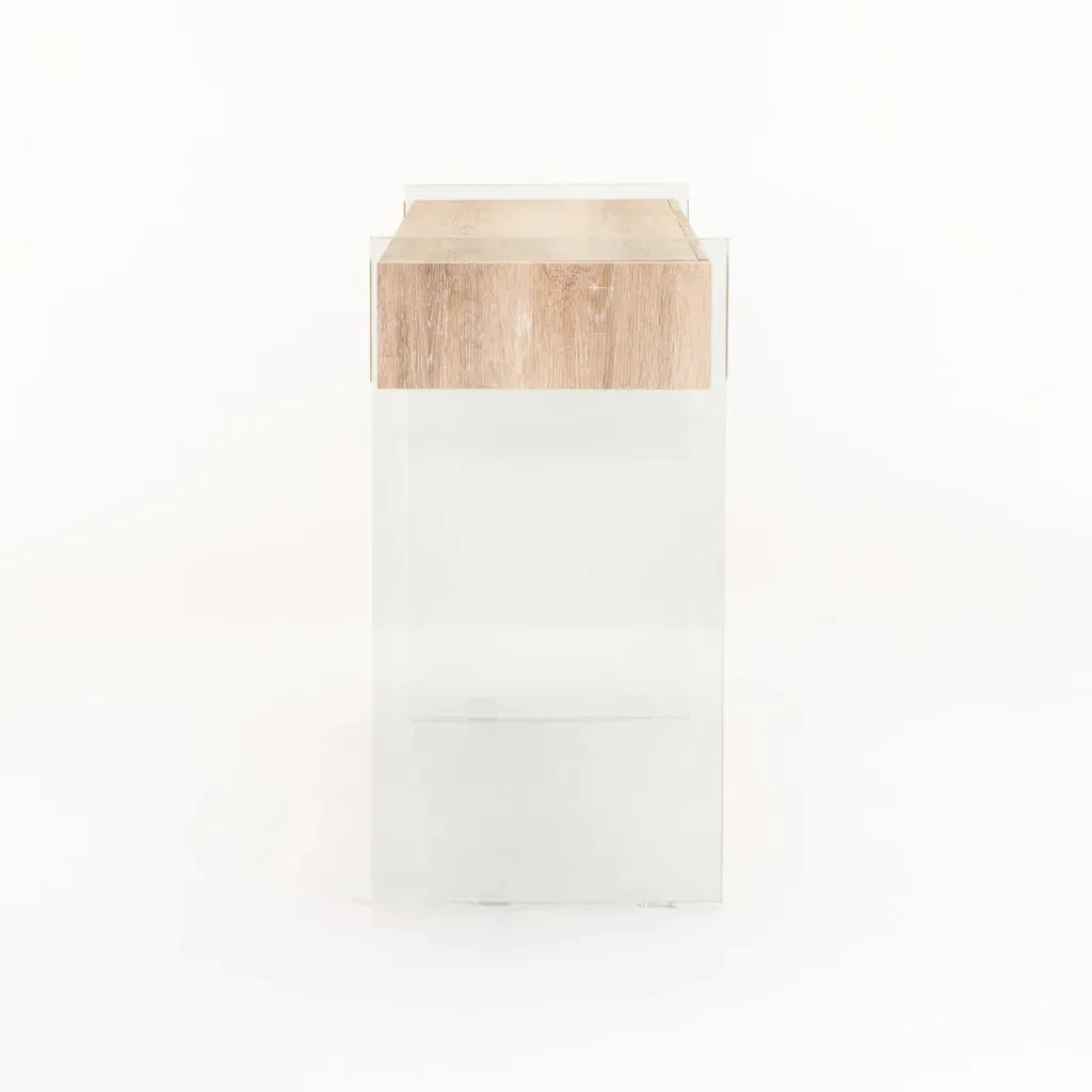 JULEP 110x40cm 12MM TEMPERED GLASS CONSOLE WITH DRAWERS