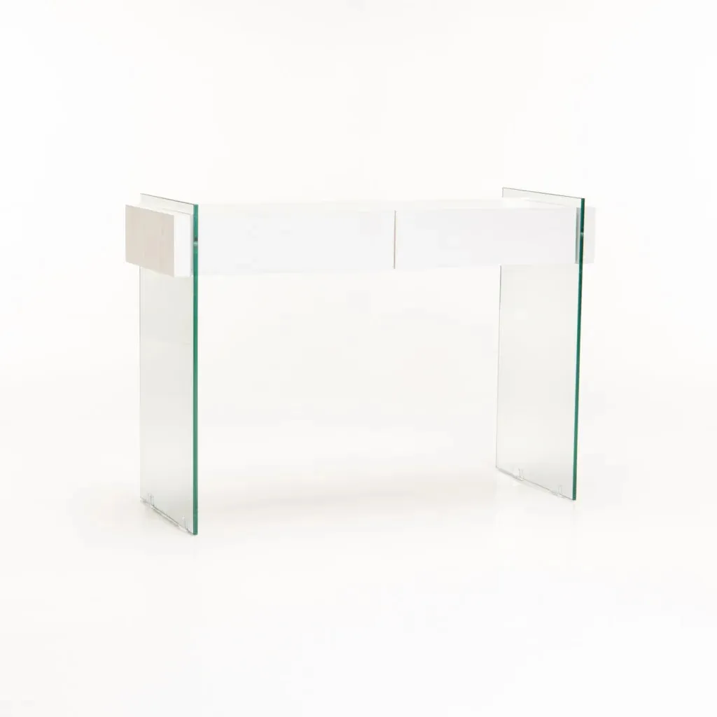JULEP 110x40cm 12MM TEMPERED GLASS CONSOLE WITH DRAWERS