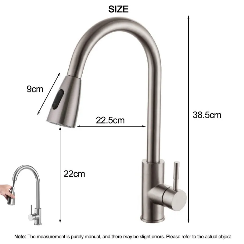 Kitchen SUS304 Tap Copper Dual Mode Pull-out Stretchable Sink Basin Faucet Hot and Cold Water Faucet