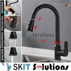 Kitchen SUS304 Tap Copper Dual Mode Pull-out Stretchable Sink Basin Faucet Hot and Cold Water Faucet