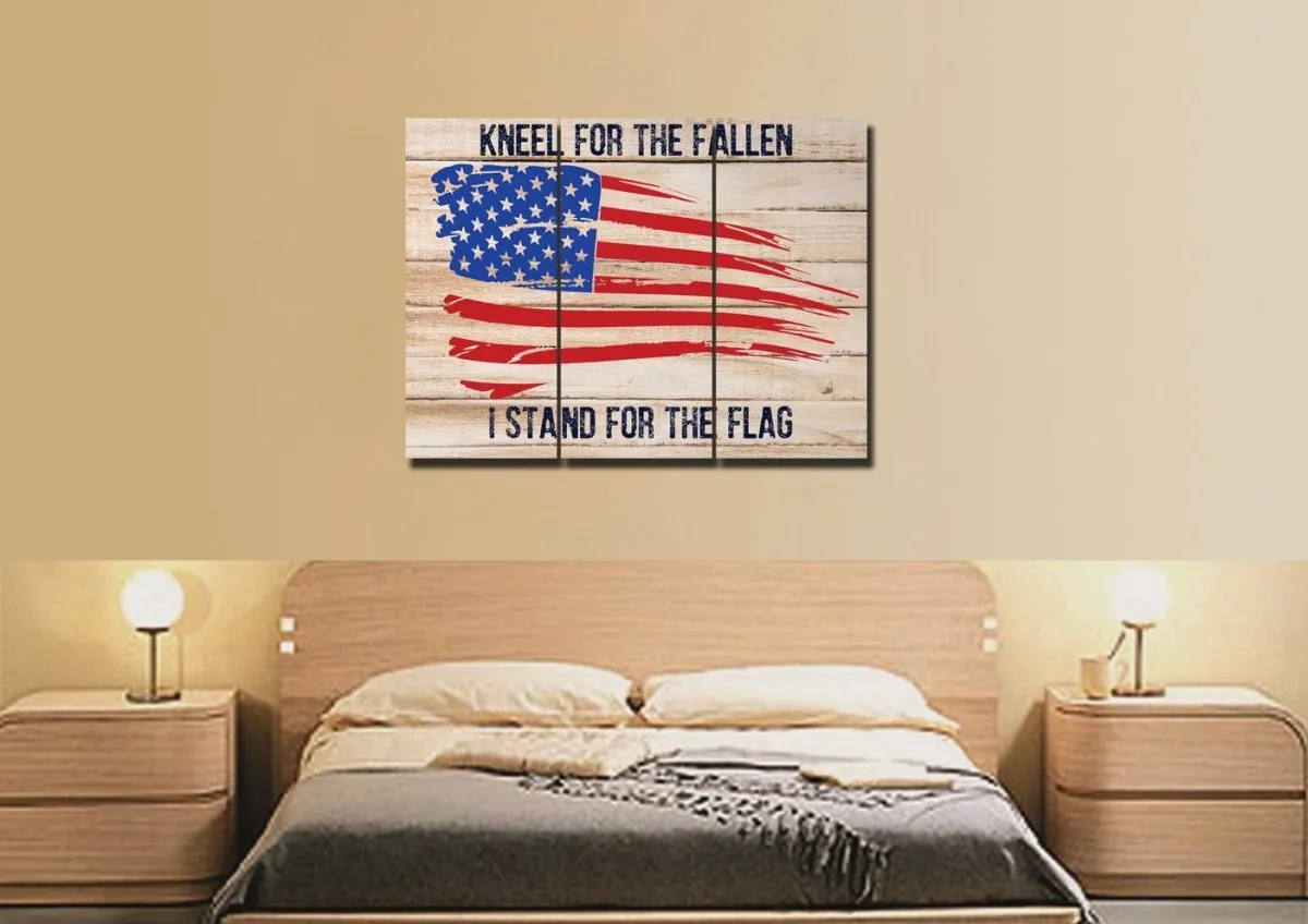 Kneel For The Fallen American Flag Patriotic Wall Art - Christian Canvas Wall Art