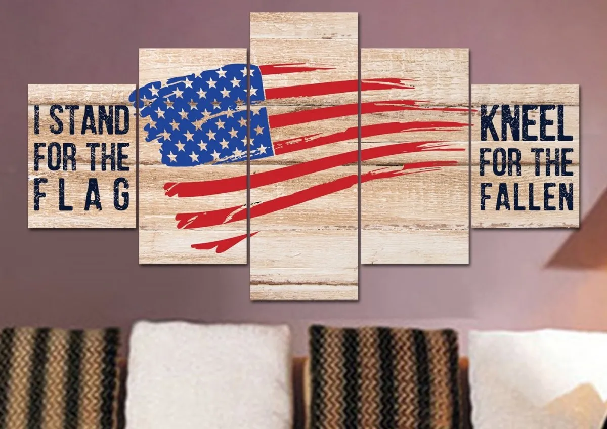 Kneel For The Fallen American Flag Patriotic Wall Art - Christian Canvas Wall Art