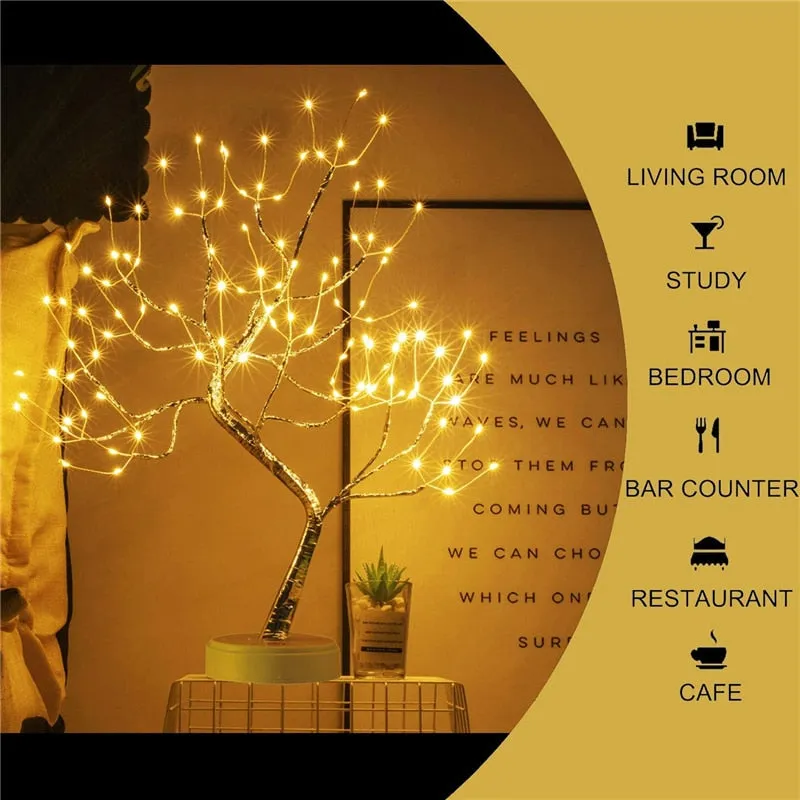 LED Night Light Mini Tree Copper Wire Garland Lamp For Kids Home Bedroom Decoration Decor Fairy Light Holiday lighting