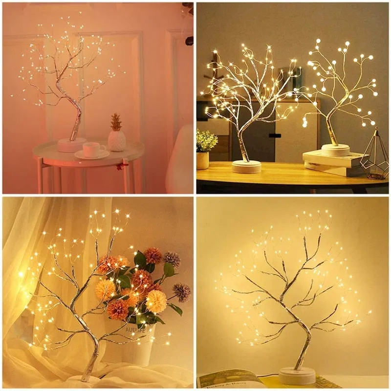 LED Night Light Mini Tree Copper Wire Garland Lamp For Kids Home Bedroom Decoration Decor Fairy Light Holiday lighting