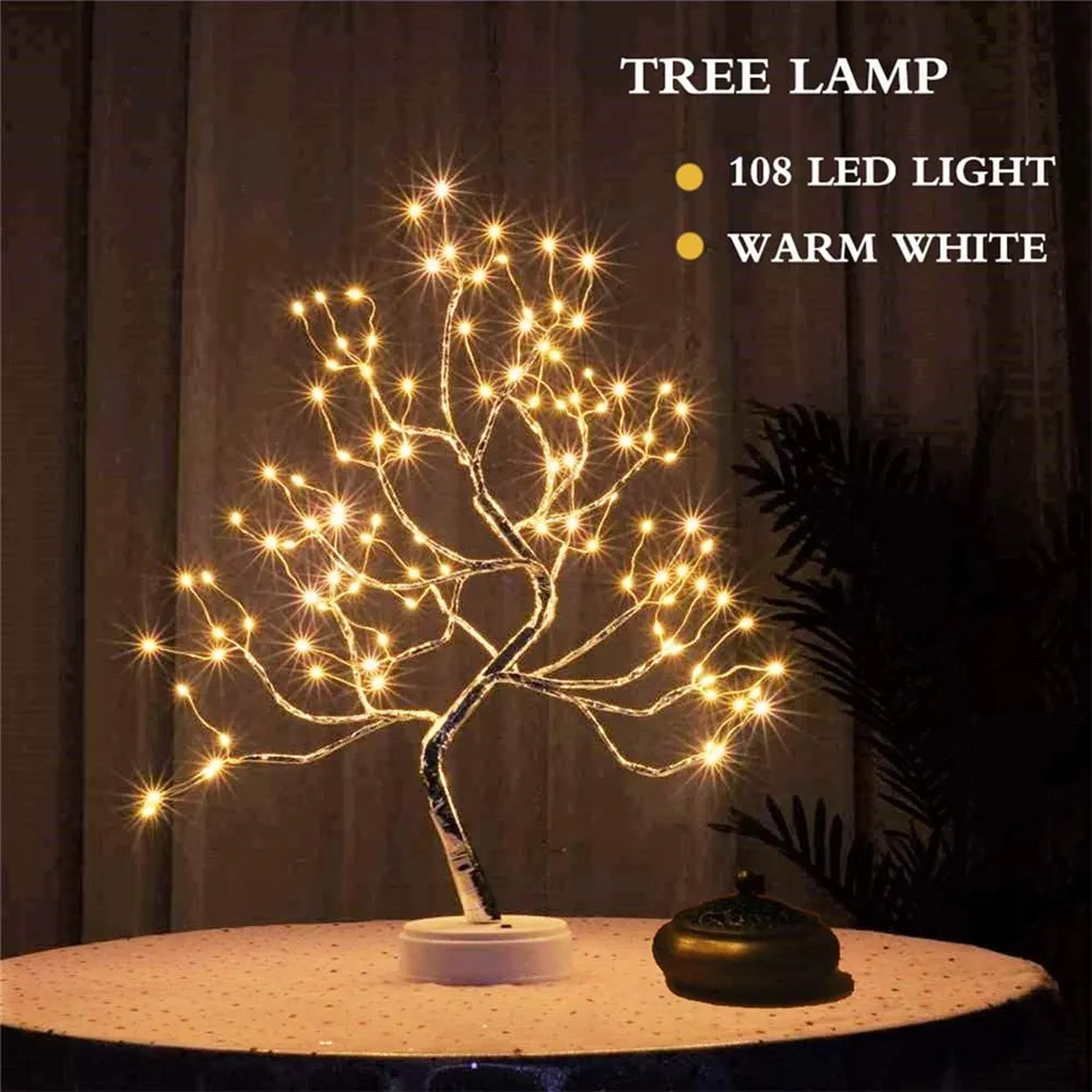 LED Night Light Mini Tree Copper Wire Garland Lamp For Kids Home Bedroom Decoration Decor Fairy Light Holiday lighting