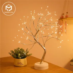 LED Night Light Mini Tree Copper Wire Garland Lamp For Kids Home Bedroom Decoration Decor Fairy Light Holiday lighting