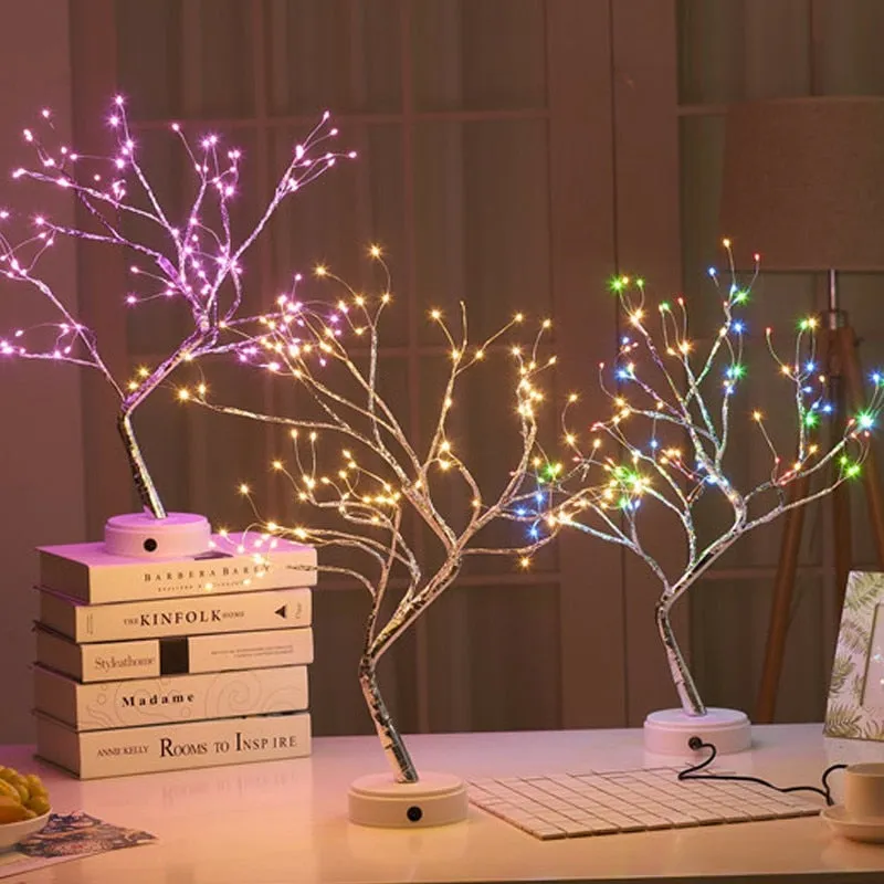 LED Night Light Mini Tree Copper Wire Garland Lamp For Kids Home Bedroom Decoration Decor Fairy Light Holiday lighting