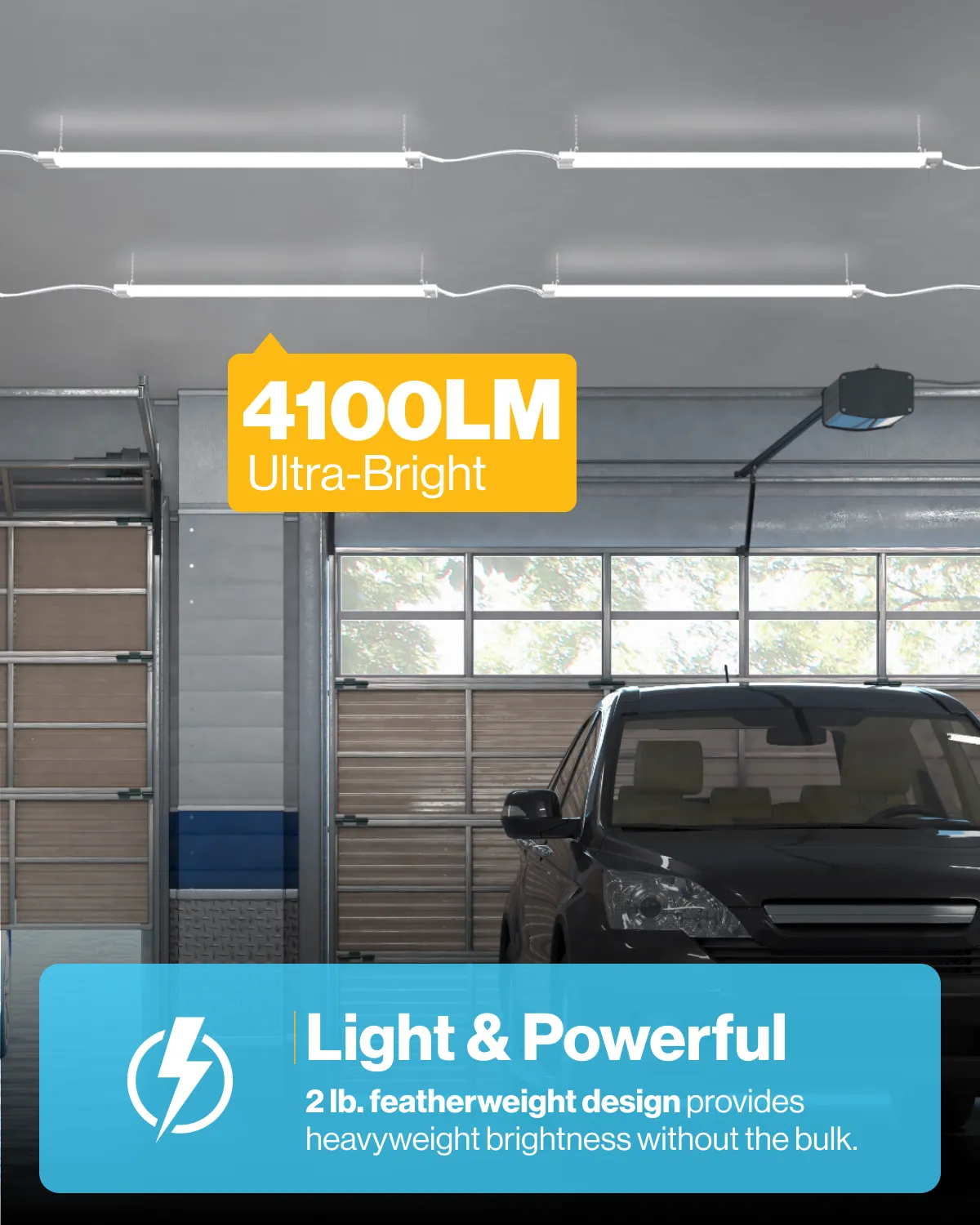 LED Shop Light, 4ft, Utility, Frosted, Plug & Play, 4100 Lumens
