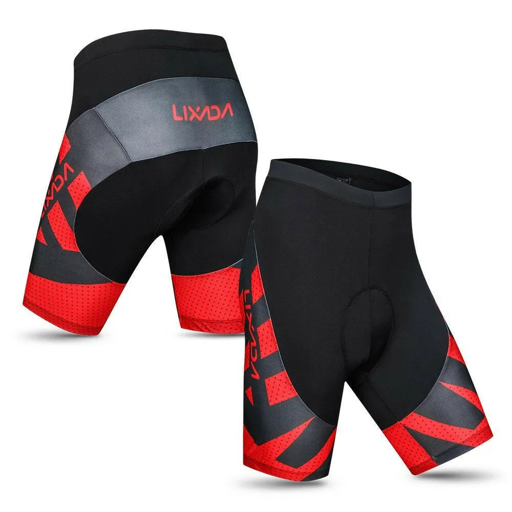 Lixada Men's Cycling Shorts 4D Gel Padded Bicycle Riding Half Pants Bike Biking Tights