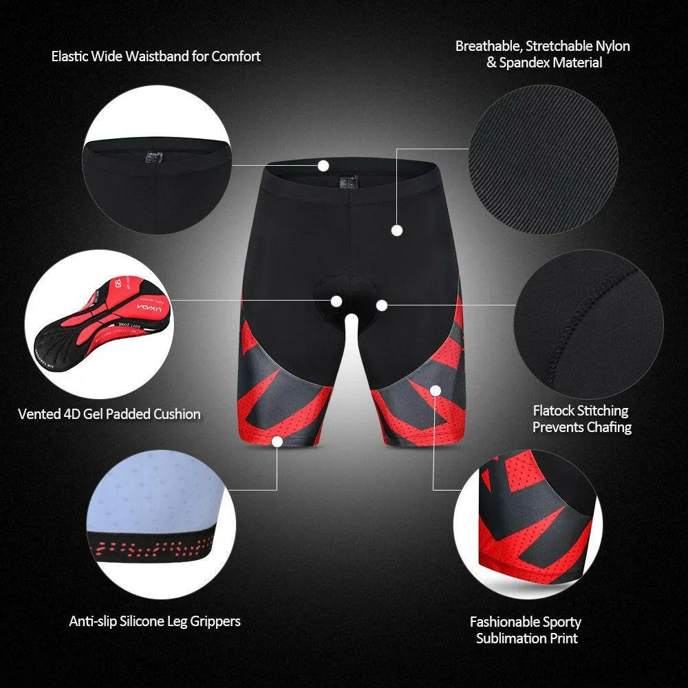 Lixada Men's Cycling Shorts 4D Gel Padded Bicycle Riding Half Pants Bike Biking Tights
