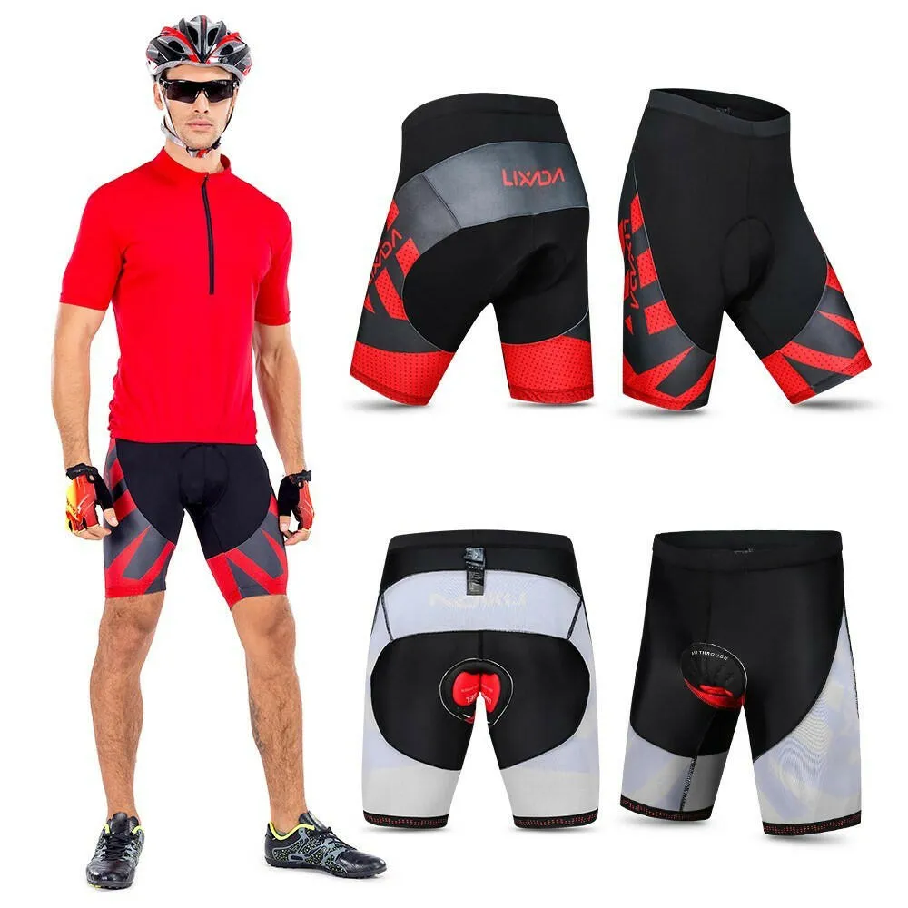 Lixada Men's Cycling Shorts 4D Gel Padded Bicycle Riding Half Pants Bike Biking Tights