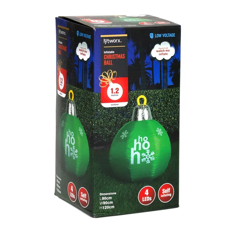 Lytworx 1.2m Red/Green Inflatable Christmas Ball