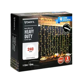 Lytworx 2m Warm White 240 LED Heavy Duty Curtain Lights
