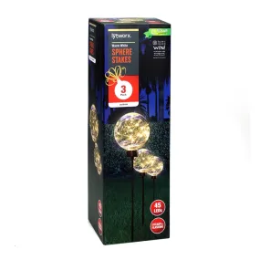 Lytworx 45 Warm White/Multi-Colour LED Solar Sphere Stakes - 3 pack