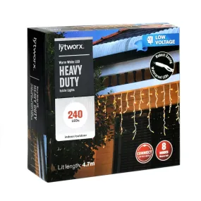 Lytworx 4.7m 240 LED Heavy Duty Icicle Lights Warm White