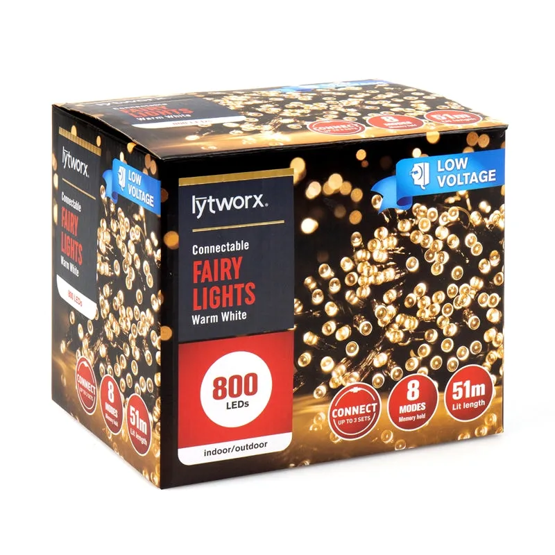 Lytworx 51m Low Voltage Warm White LED Connectable Fairy Lights