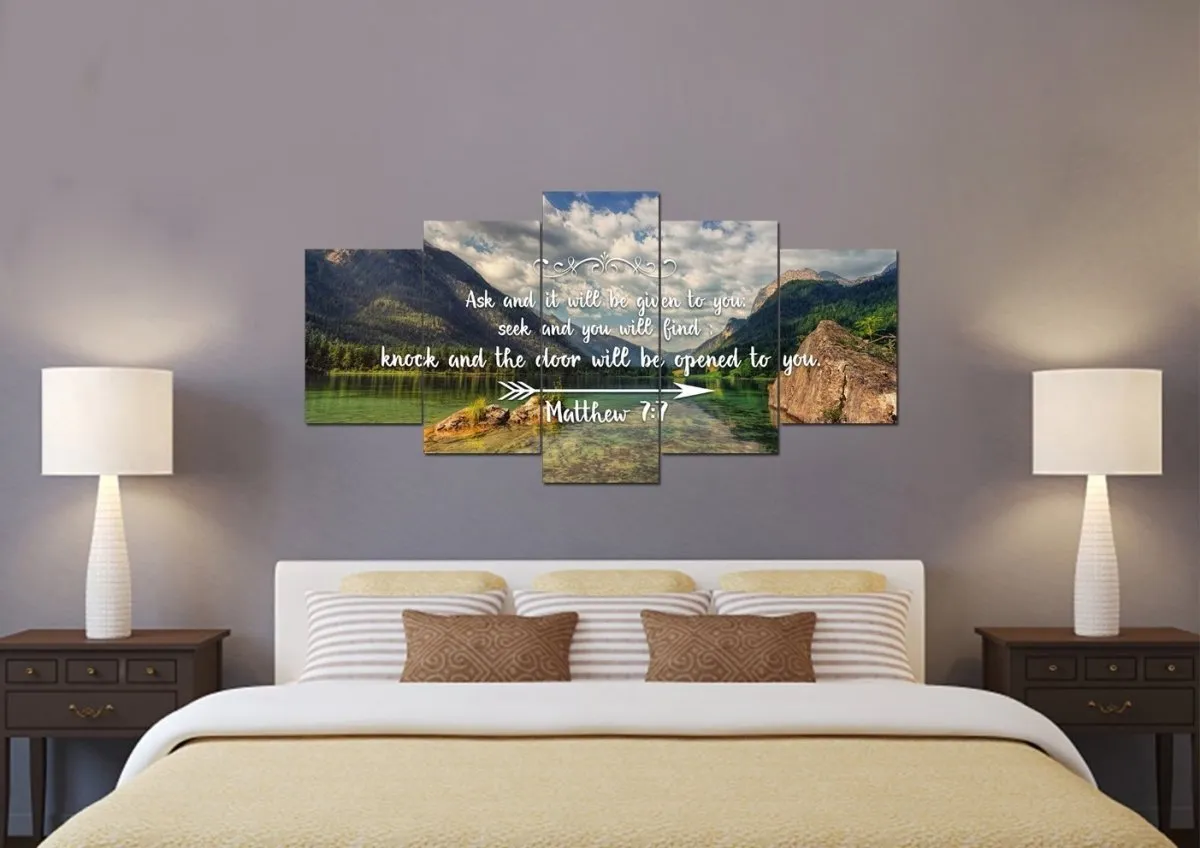 Matthew 77 Ask And It Will Be Given To You, Seek And You Will Find Bible Verse Canvas Wall Art - Christian Canvas Wall Art