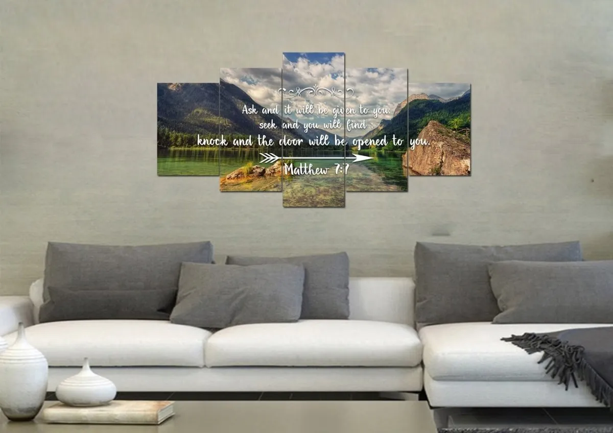 Matthew 77 Ask And It Will Be Given To You, Seek And You Will Find Bible Verse Canvas Wall Art - Christian Canvas Wall Art