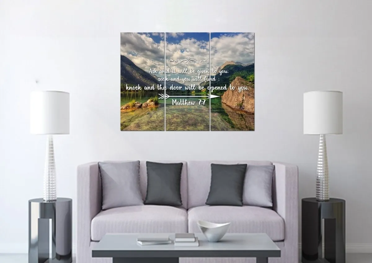 Matthew 77 Ask And It Will Be Given To You, Seek And You Will Find Bible Verse Canvas Wall Art - Christian Canvas Wall Art