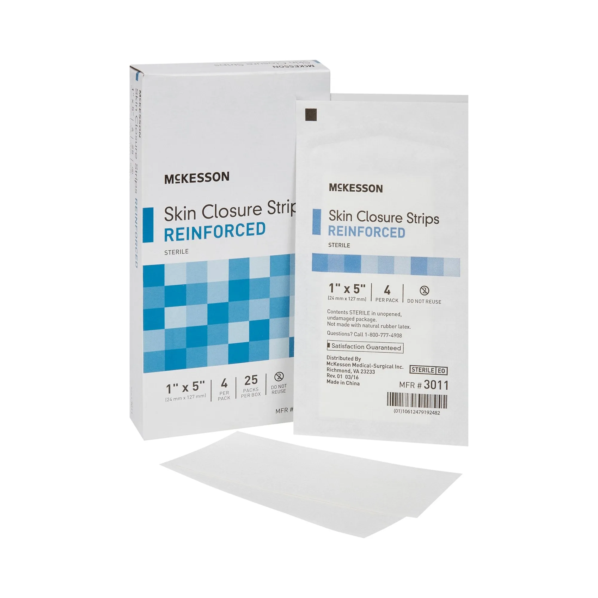 McKesson Skin Closure Reinforced Strip, 1 X 5 Inch