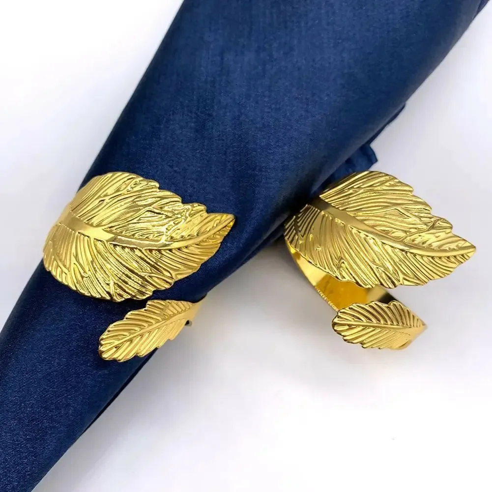 Napkin Holder Rings-Feather(Golden)