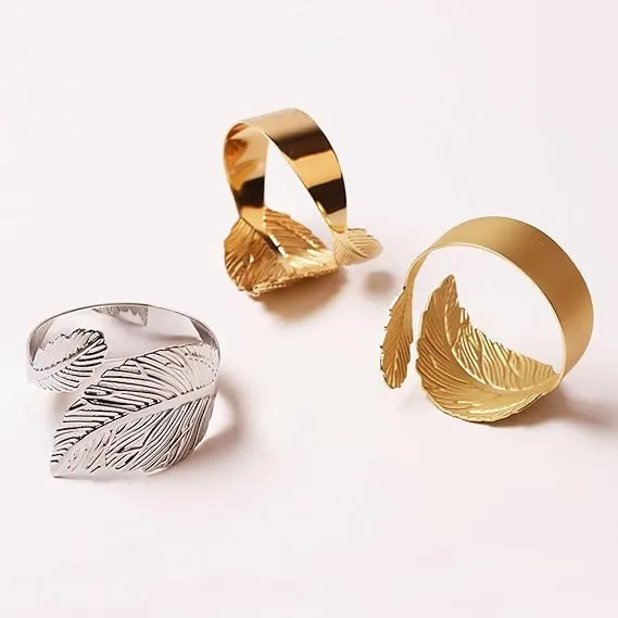 Napkin Holder Rings-Feather(Golden)