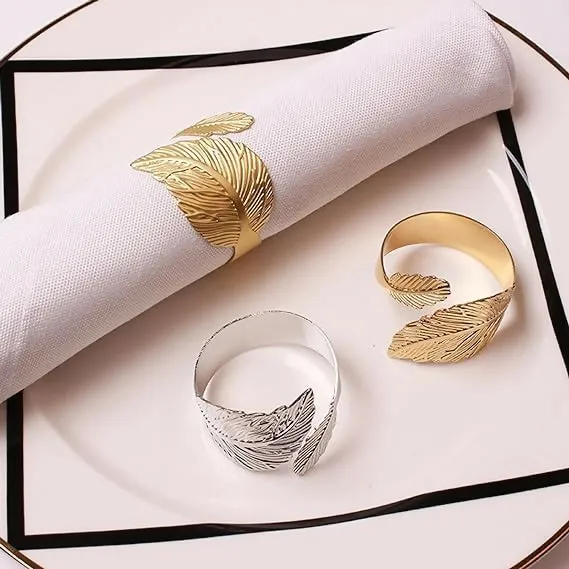 Napkin Holder Rings-Feather(Golden)