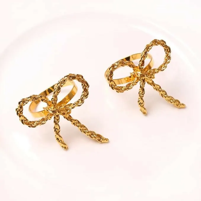 Napkin Holder Rings-Metal Bow(Gold)