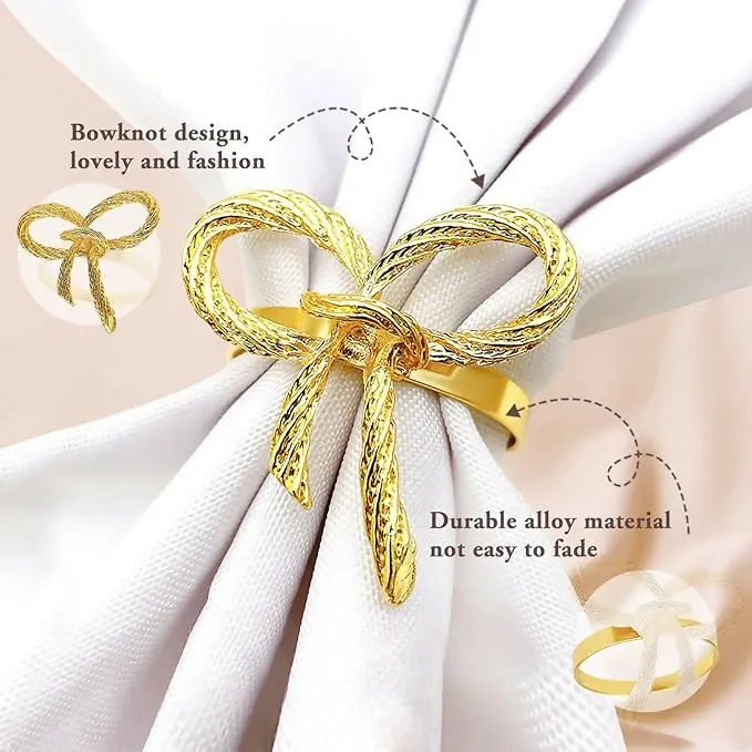 Napkin Holder Rings-Metal Bow(Gold)