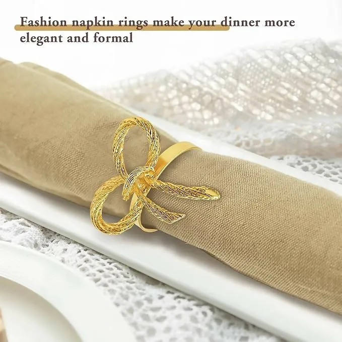 Napkin Holder Rings-Metal Bow(Gold)