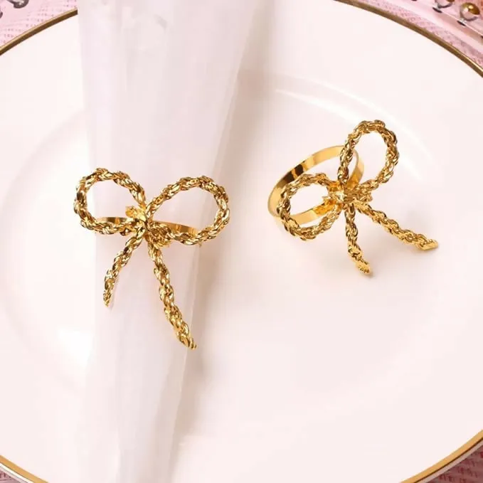 Napkin Holder Rings-Metal Bow(Gold)
